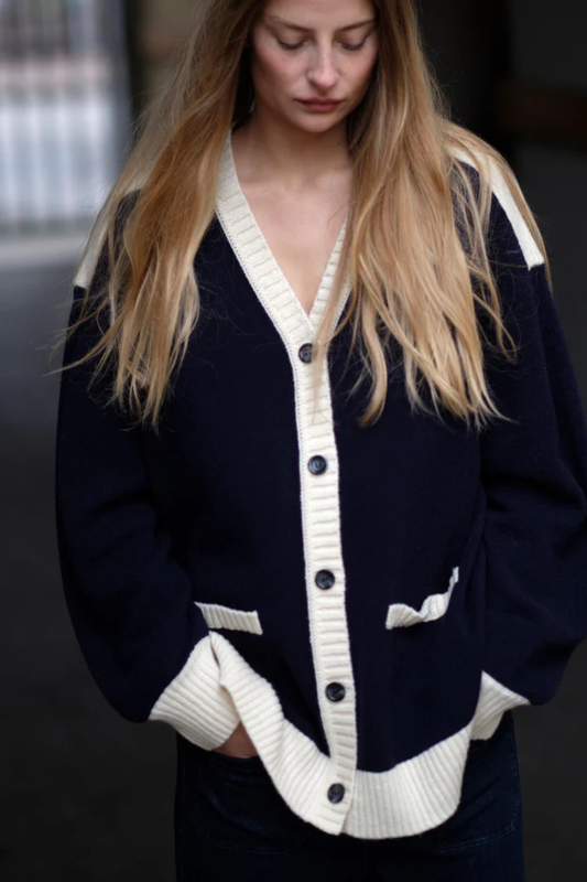 Carmen College Cardi Midnight Blue/Cream