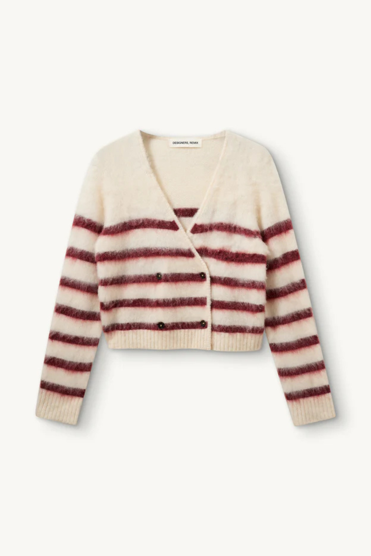 Verona V Brushed Jacket Cream/Burgundy Stripes
