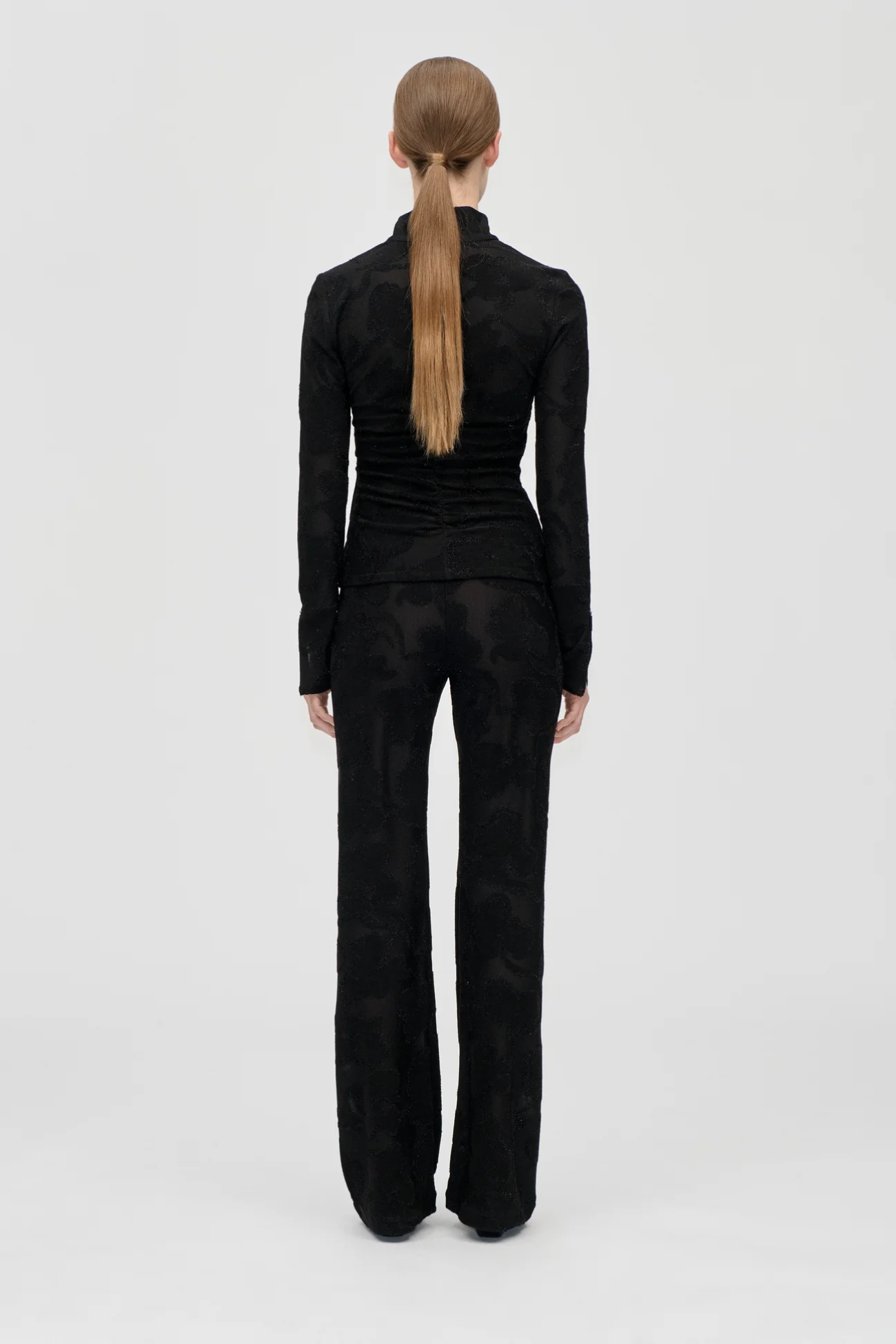 ELASTICATED STRAIGHT LONG PANTS - BLACK PETUNIAS