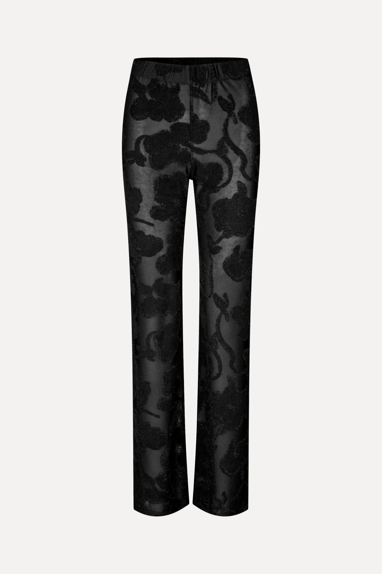 ELASTICATED STRAIGHT LONG PANTS - BLACK PETUNIAS