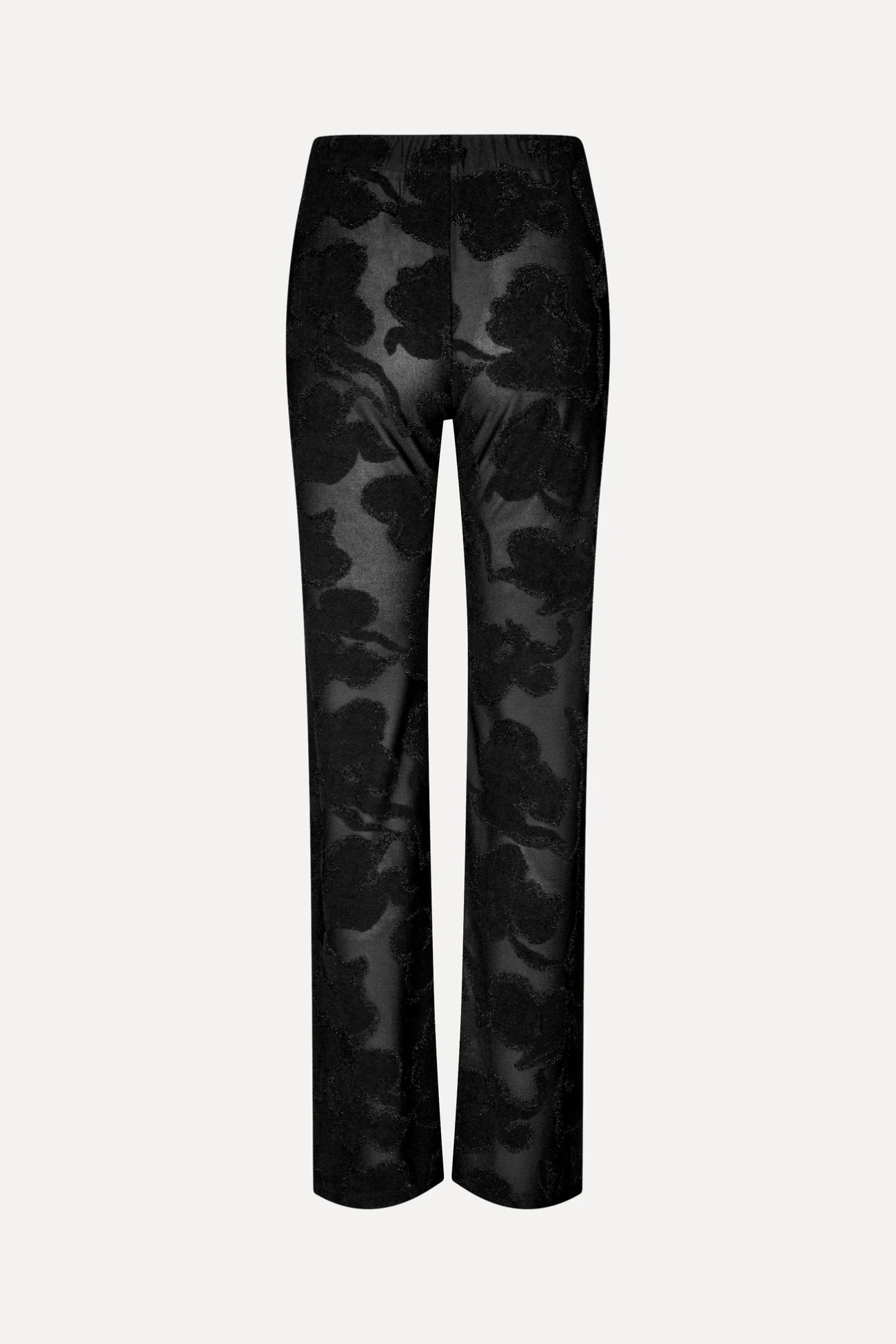ELASTICATED STRAIGHT LONG PANTS - BLACK PETUNIAS