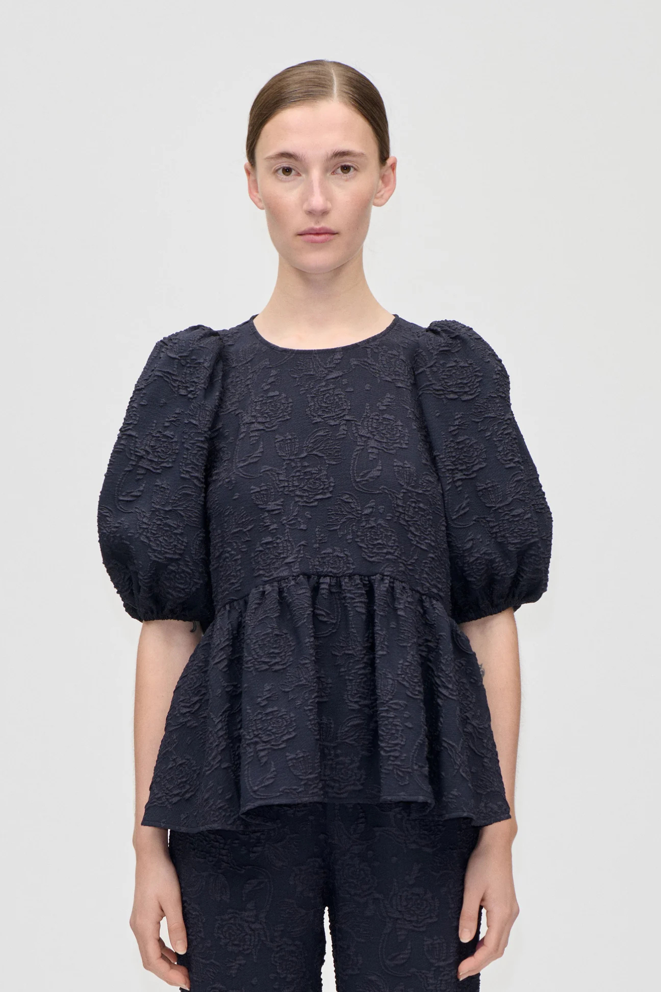 PUFF SLEEVE PEPLUM TOP - GARDEN RELIEF