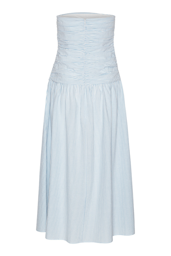 Mya tube dress - white with blue stripes fra Helene Studios