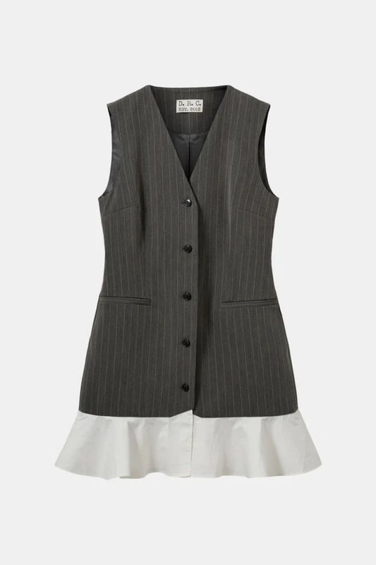 Steven Short Dress Grey/White Pinstripes