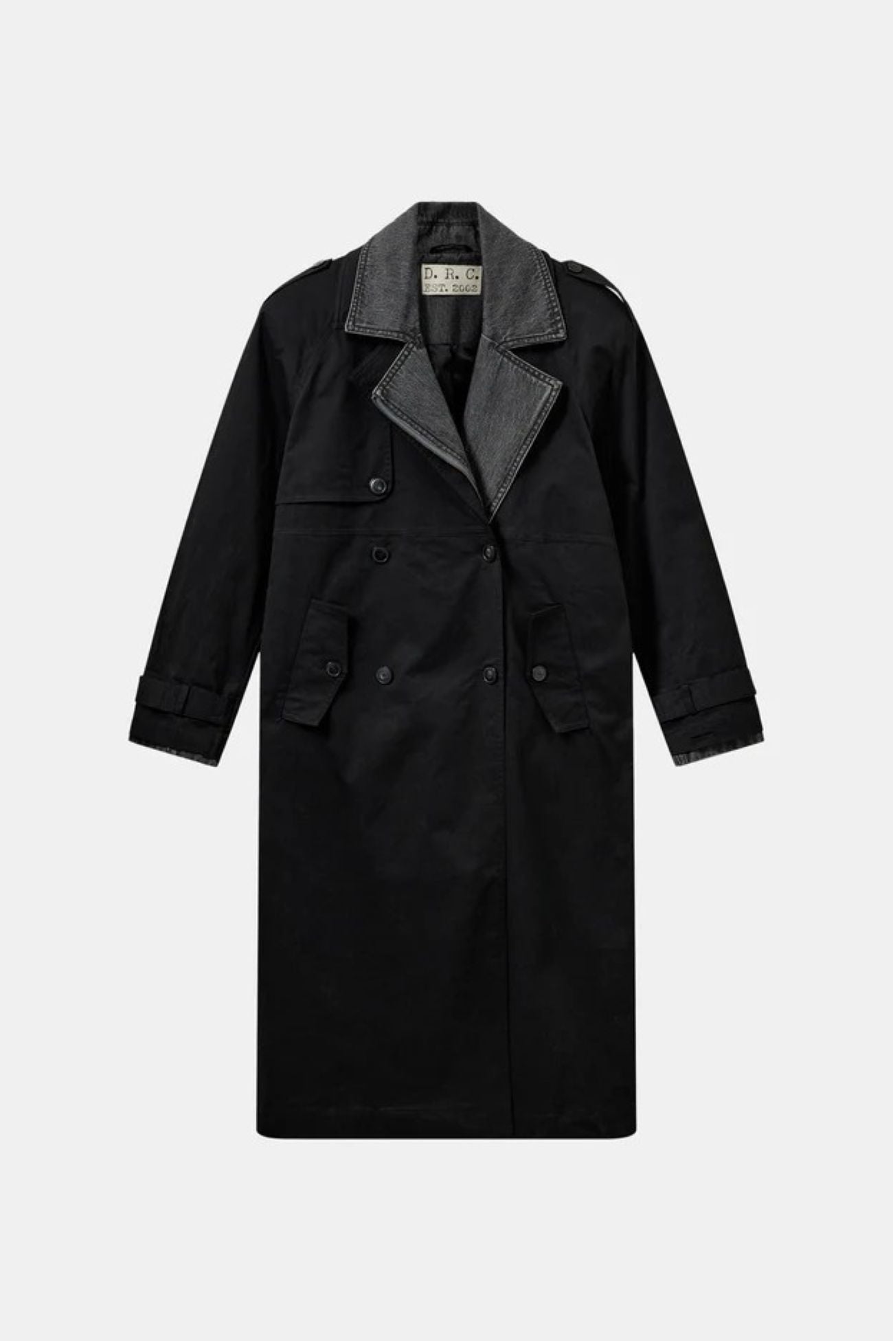 Dylan Biker Trench Black/Grey Denim