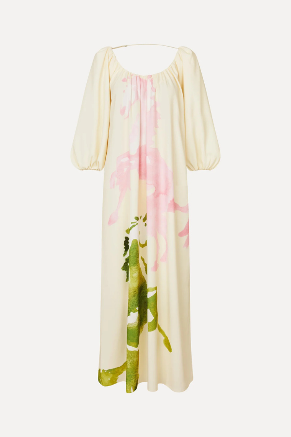Romantic Voluminous Sleeve Dress - Horses