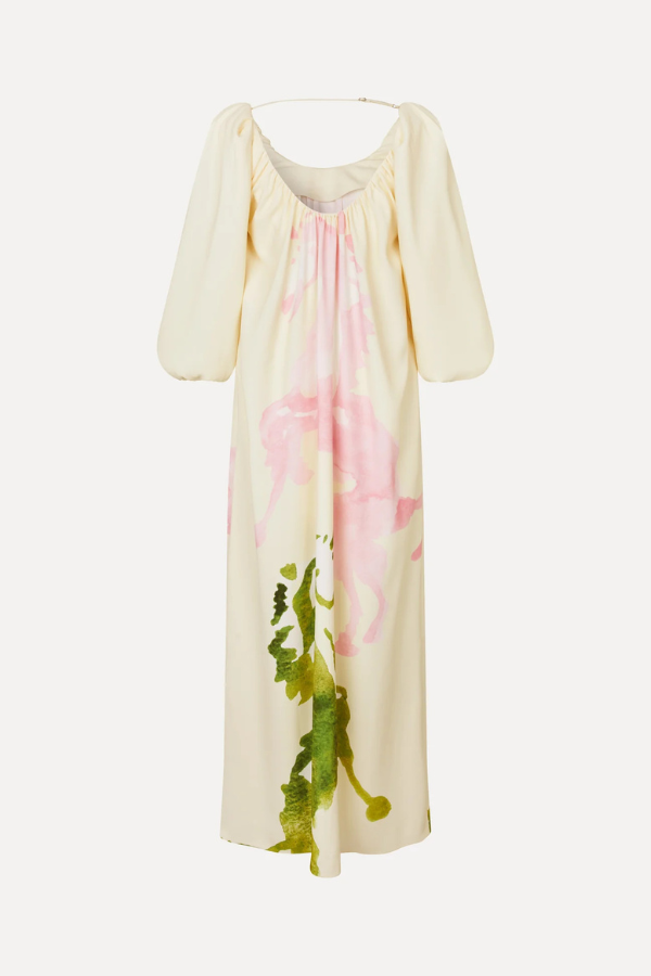 Romantic Voluminous Sleeve Dress - Horses