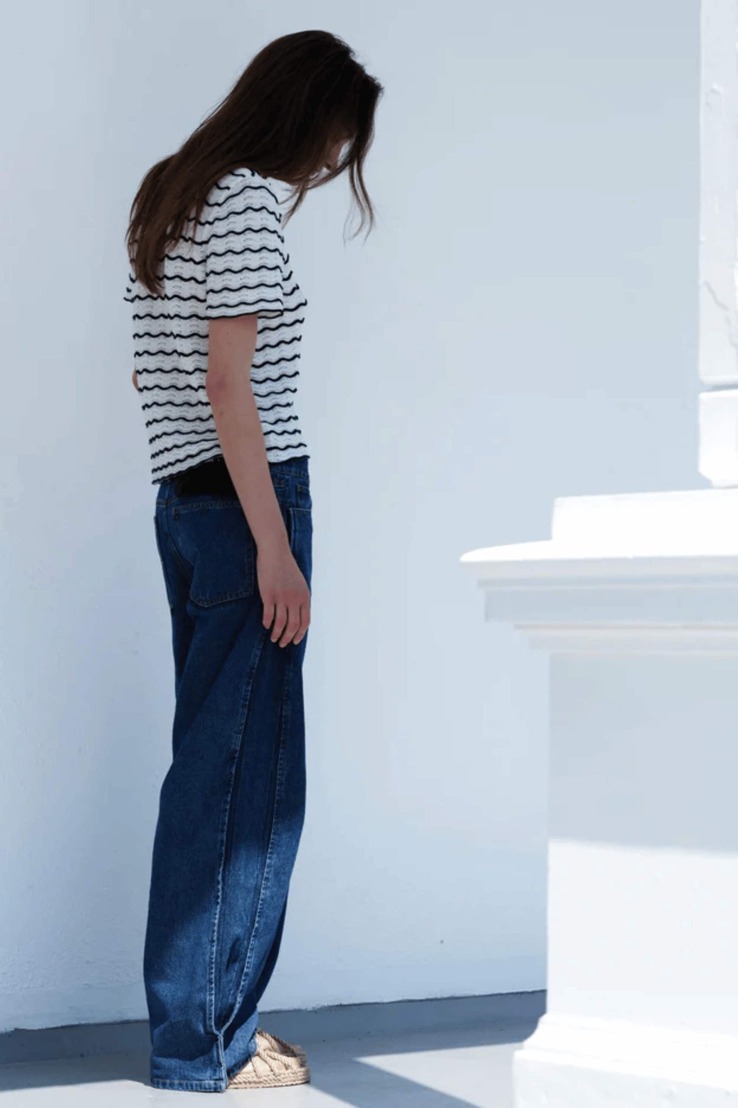 Taliana Wave Polo Cream/Navy stripe