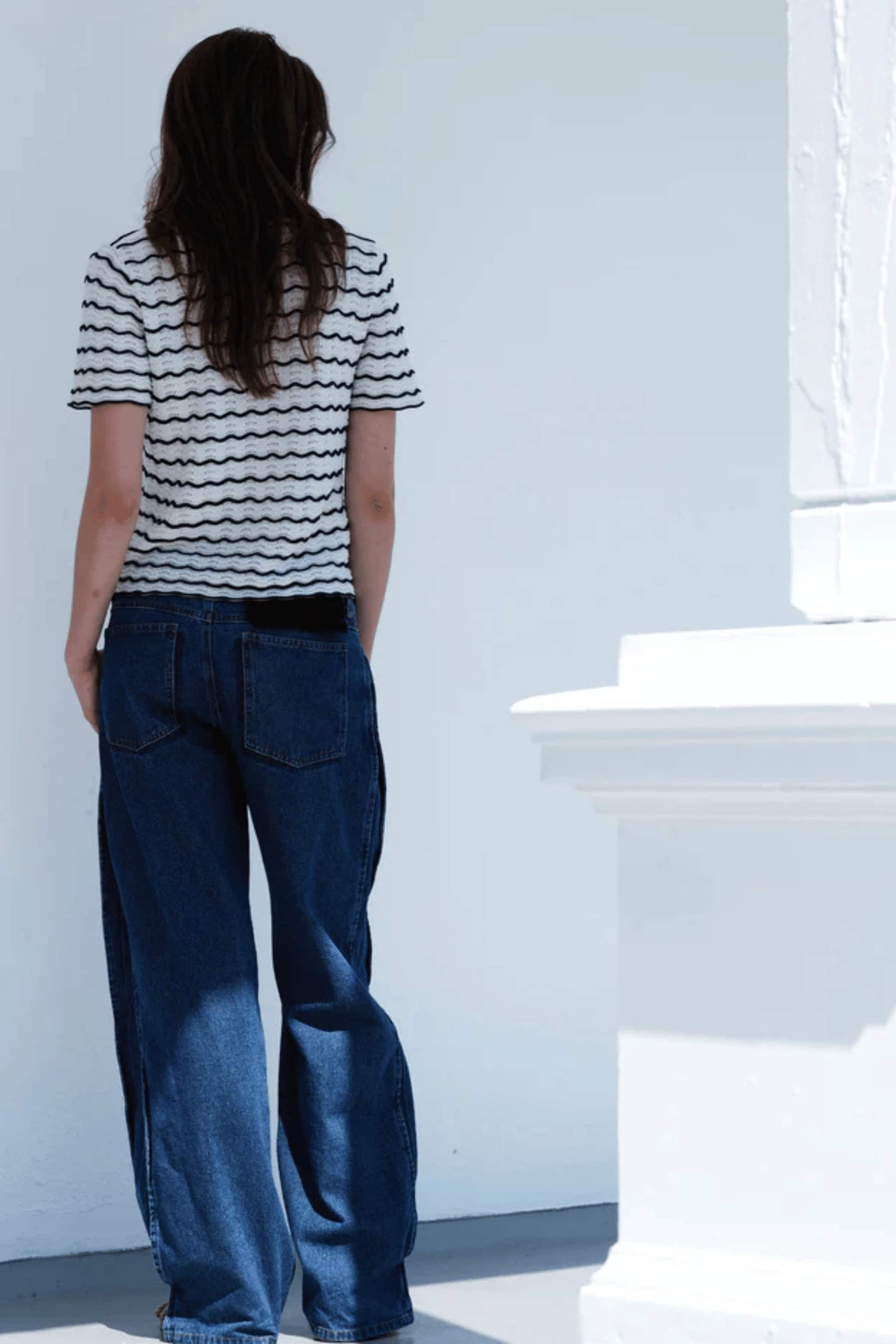 Taliana Wave Polo Cream/Navy stripe